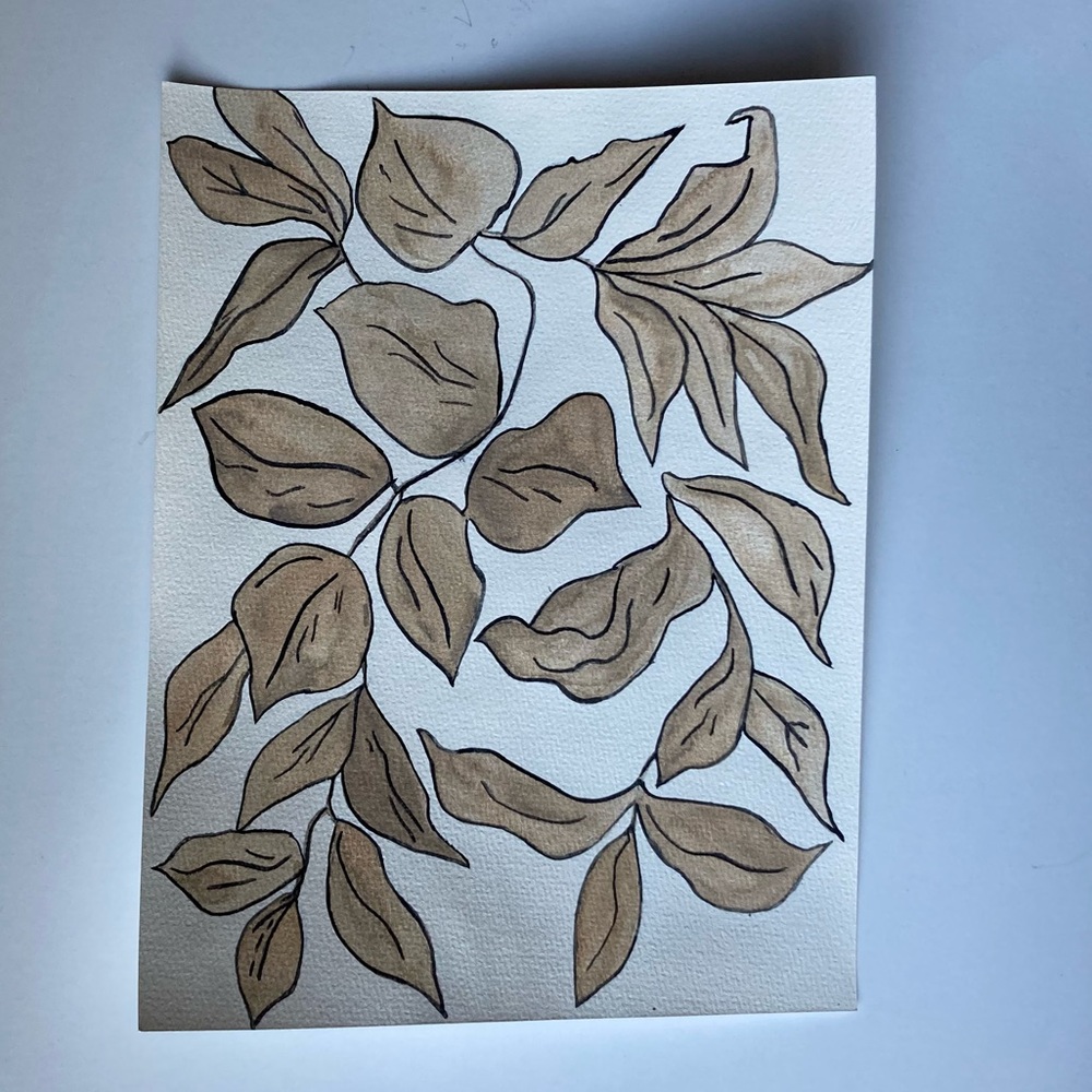 Neutral Leaves Watercolor Painting